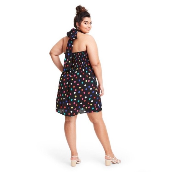 Polka Dot Sleeveless Halter Dress RIXO Target Blk Q. - Picture 5 of 7